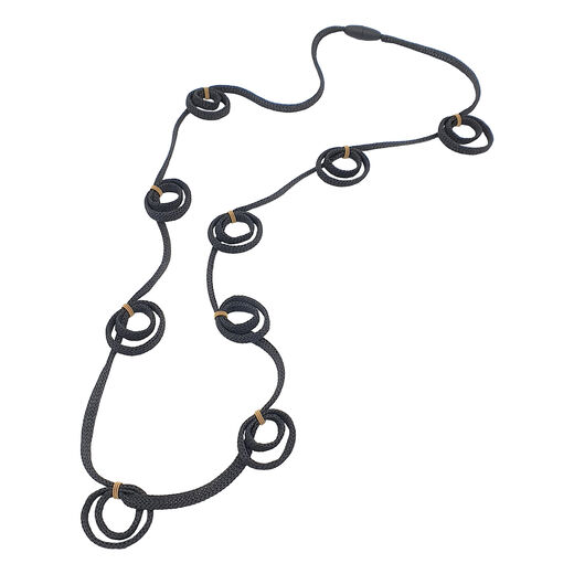 Black and gold loop necklace by Rosalba Galati